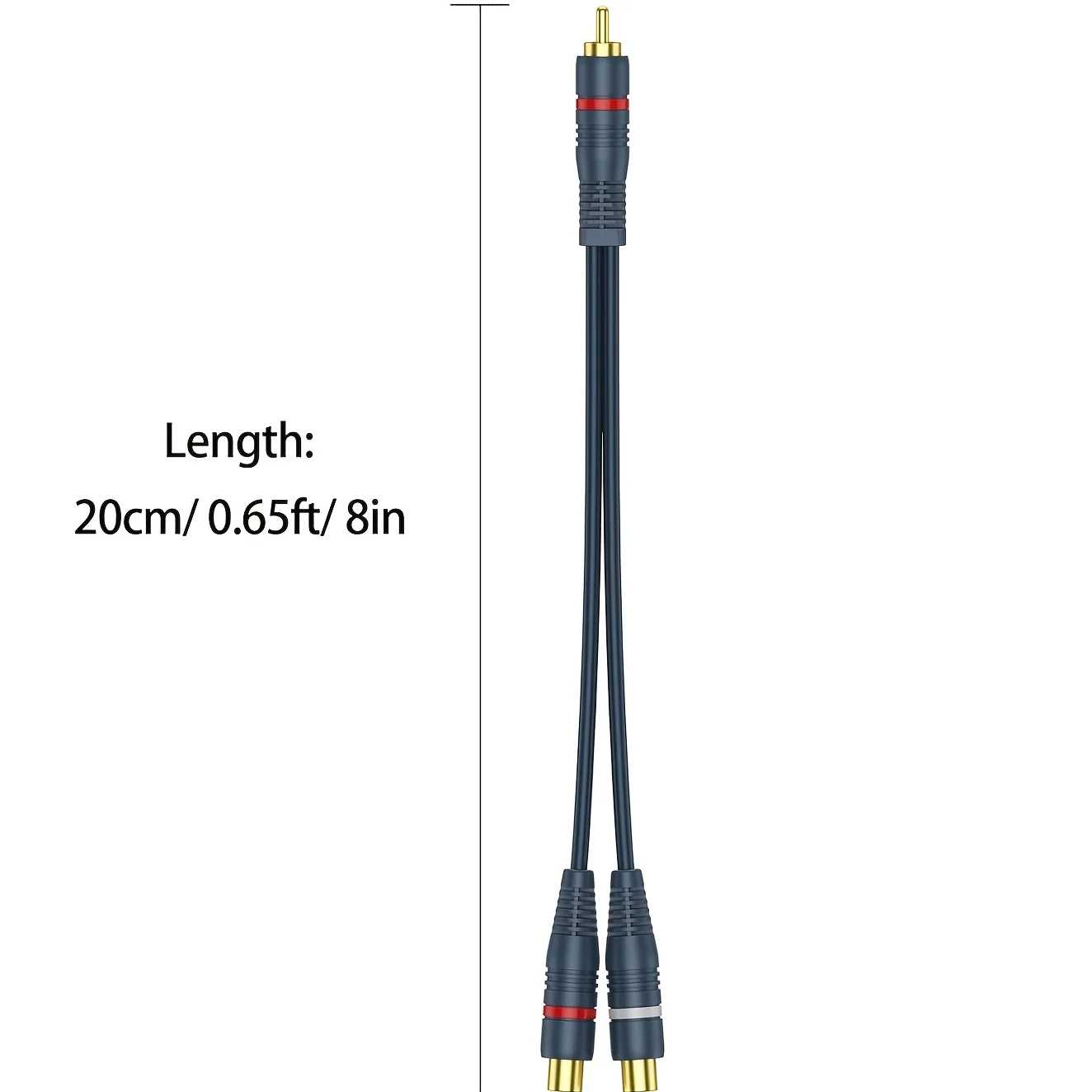 2PCS RCA Splitter 1 Female to 2 Male 2 Pack, RCA Y Splitter Audio Cable Split Adapter Dark Blue - 8 inch