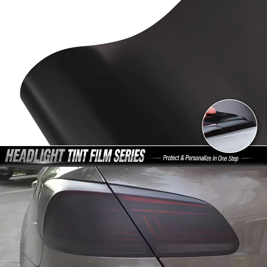 JDM Universal Car Light Tint Film Matte Black Vinyl Sheet Headlight Taillight Fog Light Scratch Resistant Self Adhesive