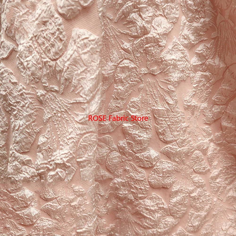1 meter Relief Texture Bubble Wrinkle Flower Jacquard Fabric Women's Dress Top Skirt Bag Decorative Sewing Fabric