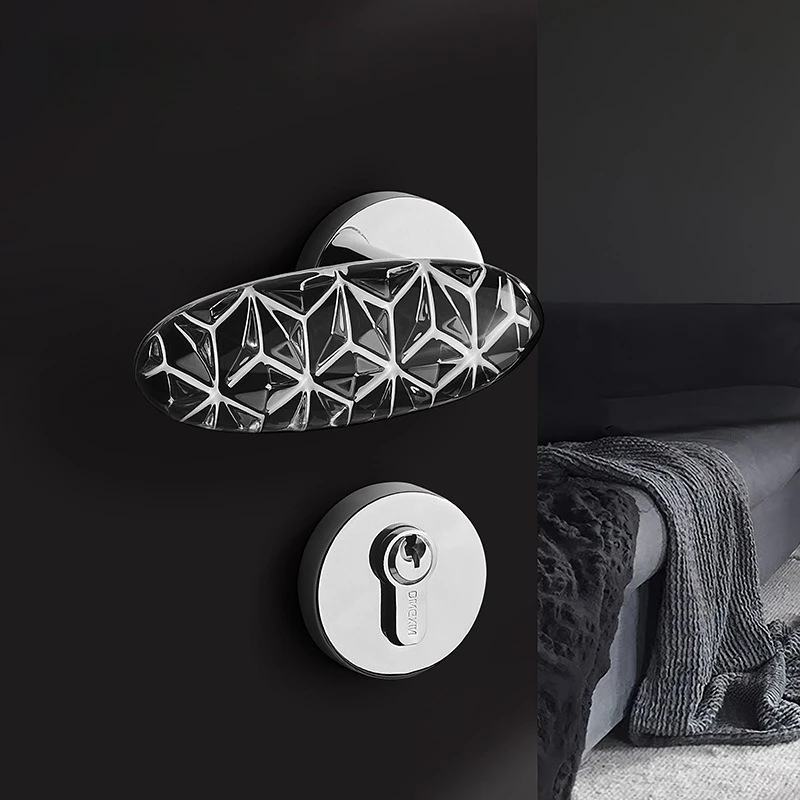 New  Ellipsoid European Door Handles Luxury Crystal Wooden Door Accessories Knob Zinc Alloy Interior Door Handle Lock Set