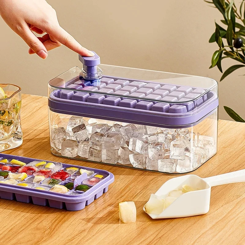 

Big Size Ice Cube Molds 32/64 Slots Trays With Lid Creative 2 In 1 Ice Cube Molds And Storage Box Remove Ice With One Click