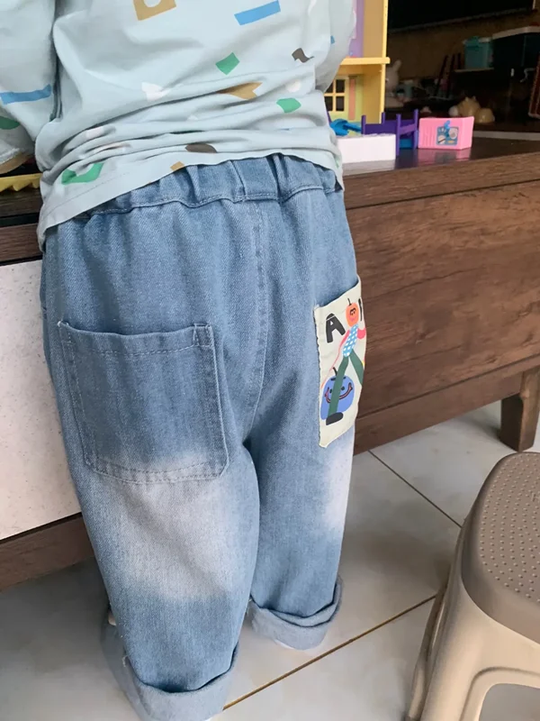 High Quality 2-9Y Toddler Boys Pants 2025 New Spring Fall Children\'s Jeans Korean Casual Pants Kid Loose Style Baby Boys Jeans