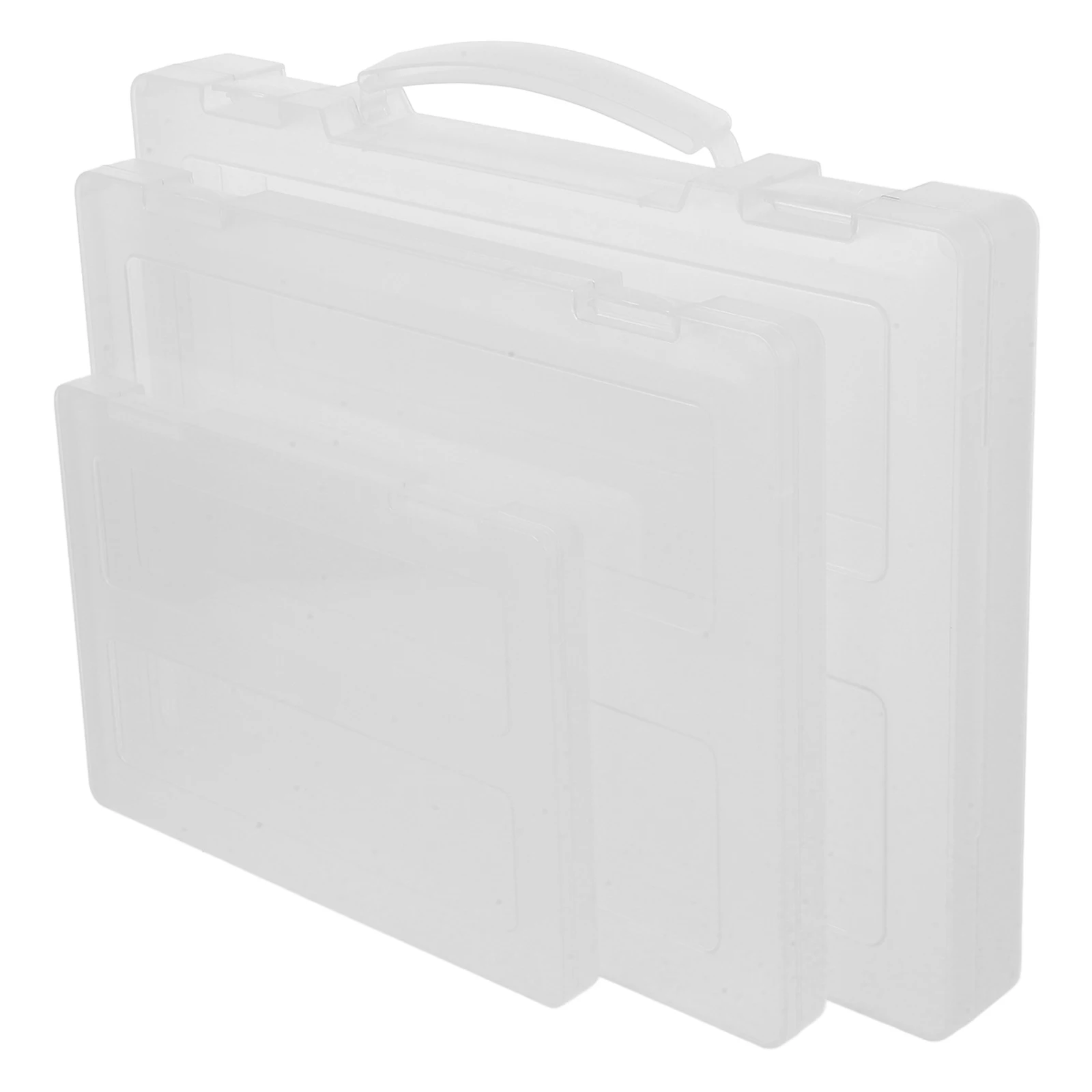 

3pcs File Storage Box Pp Plastic Transparent Closure Office Home Use Clear Box For Files Photos Documents