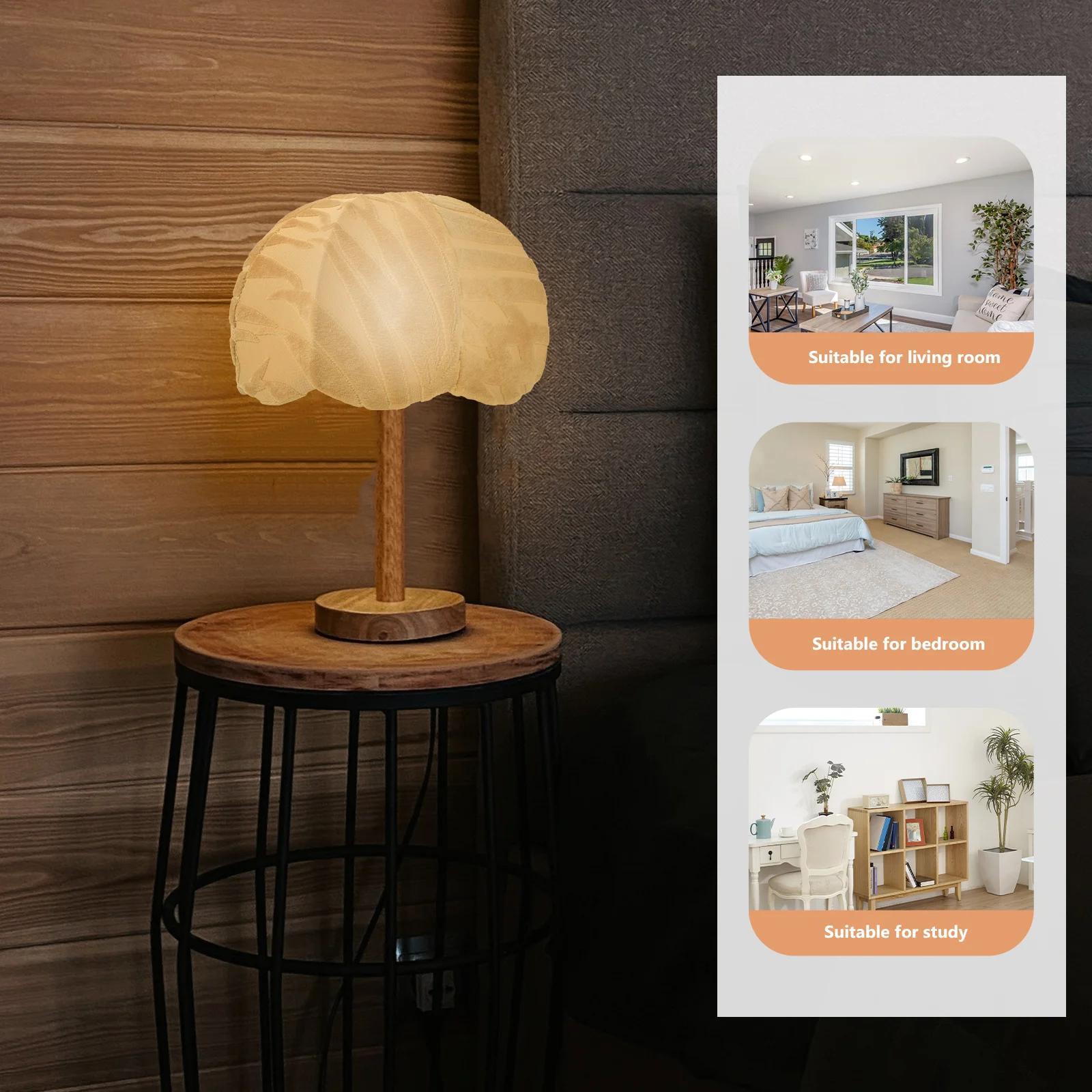 

Pumpkin-shaped Lampshade Small Lampshades for Bedside Table Metal Cloth Cover Handmade Fabric Style Vintage Lamp Shades Desk