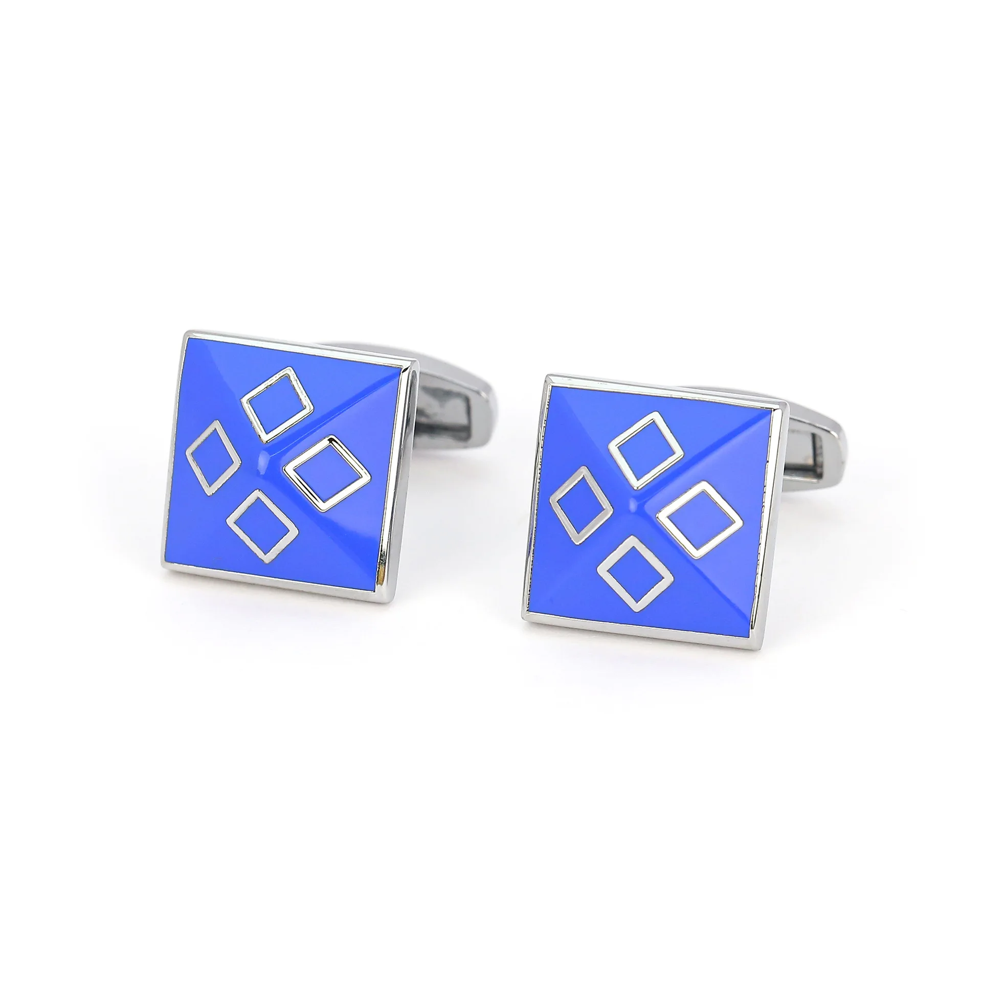 

Men’s Stylish Geometric Blue Trim French Cufflinks