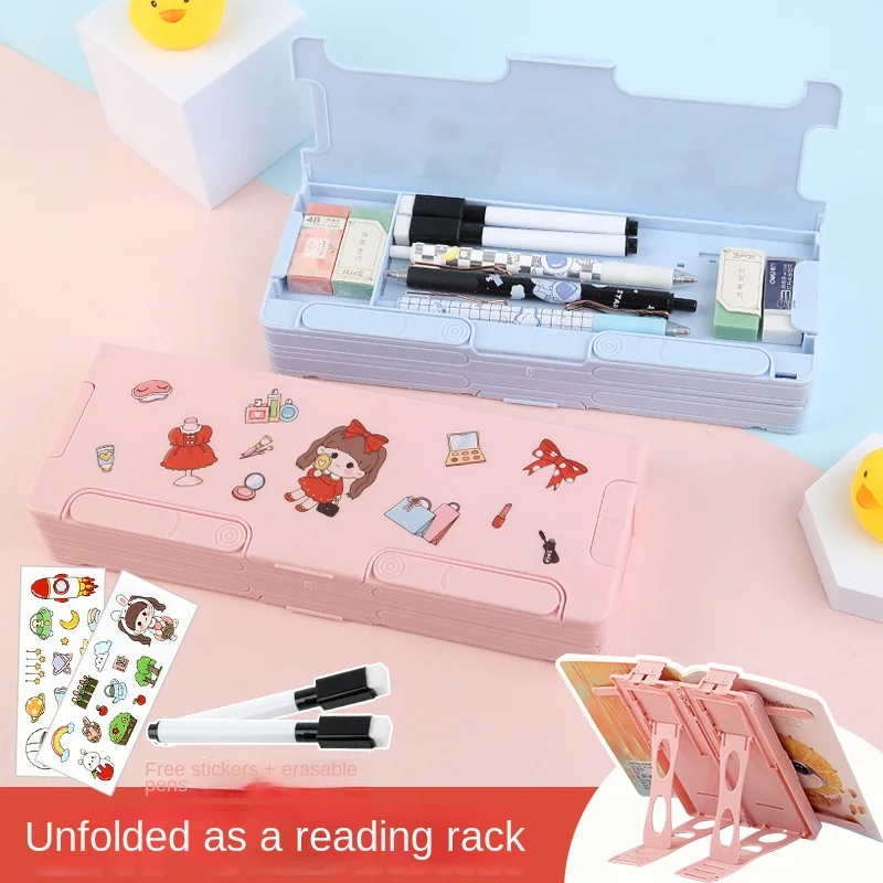 Scatola di cancelleria pieghevole custodia per penna da lettura portatile multifunzione regolabile con blocco per scrivere per forniture per ufficio