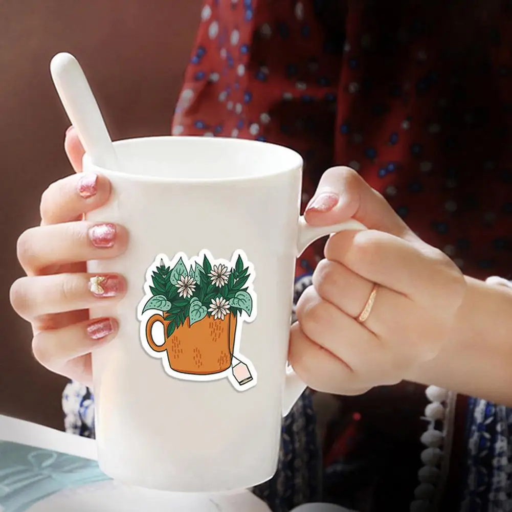 Waterproof Plant Stickers Green Plant Decals 100pcs Waterproof Plant Sticker Decorative Cartoon Decals for Scrapbooks for Diy