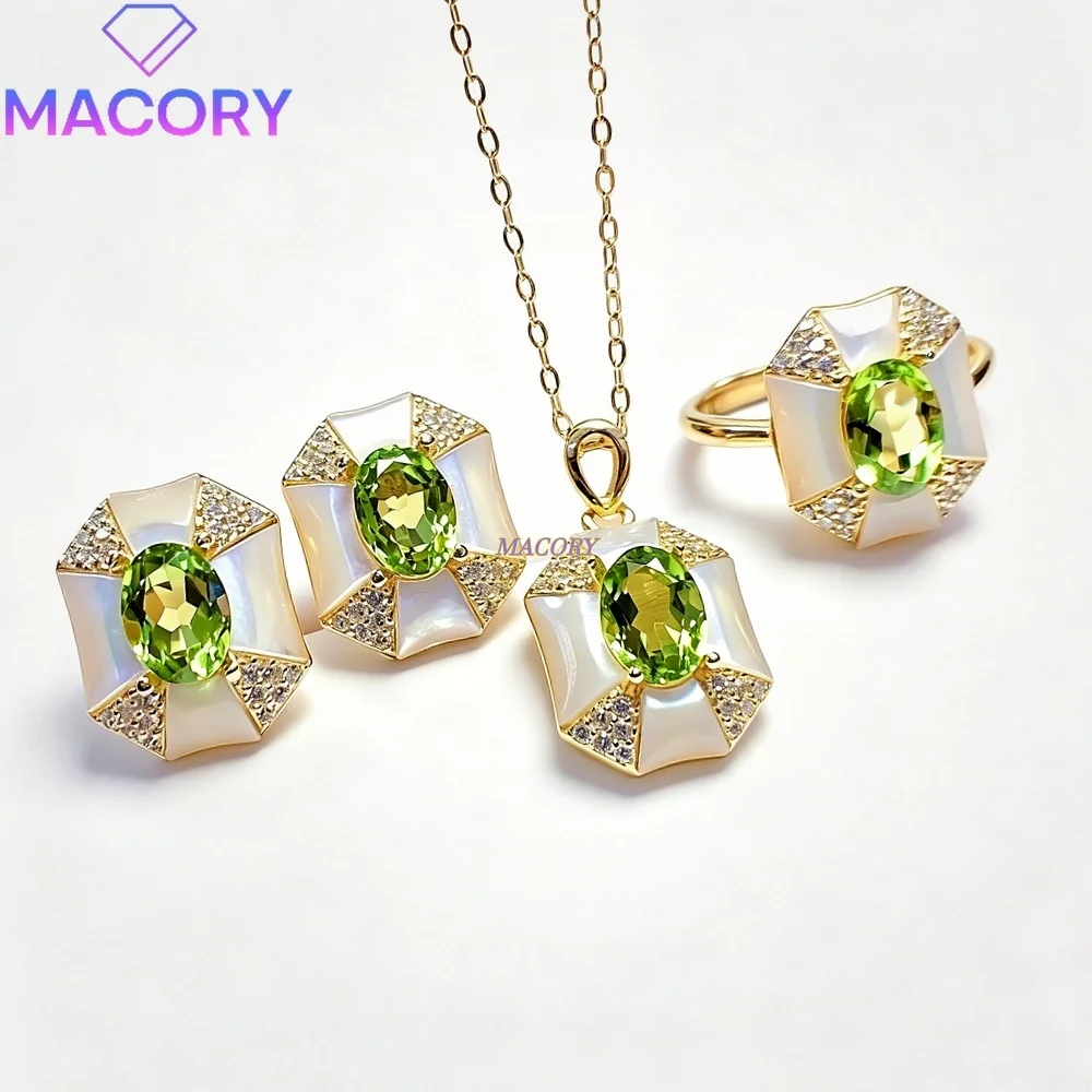 

Natural Peridot Jewelry Set 925 Sterling Silver Everyday Wear Elegant and Stylish Valentine's Day or Birthday Gift