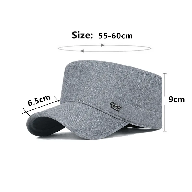 Autumn New Simple Fashion Cotton Military Hats For Men Personality Rear Sealing Adjustable Flat Cap Men's Cap gorras 모자 кепка