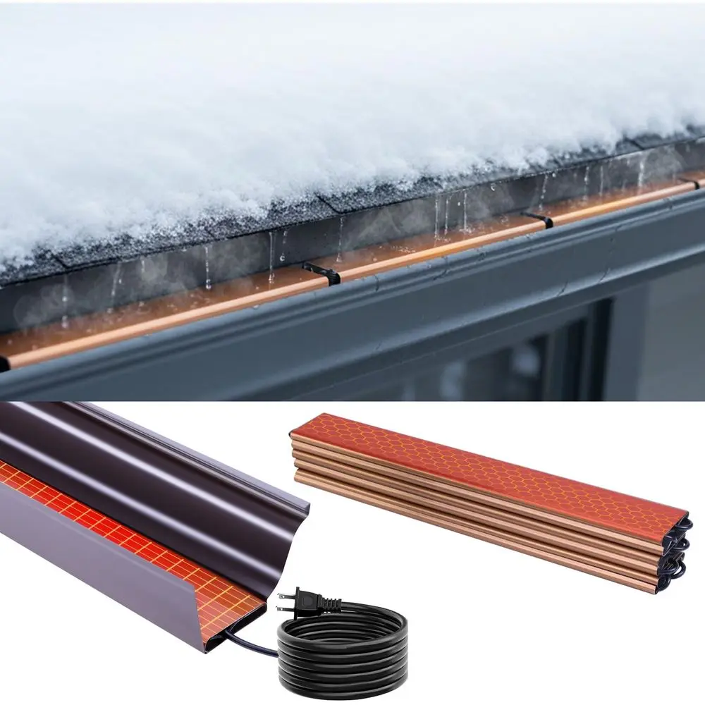 

20-футовый электрический желобный обогреватель для крыши — система зимней крыши и желобов Valley De-Icing для предотвращения клуб льда, 10 шт. нагревательных панелей