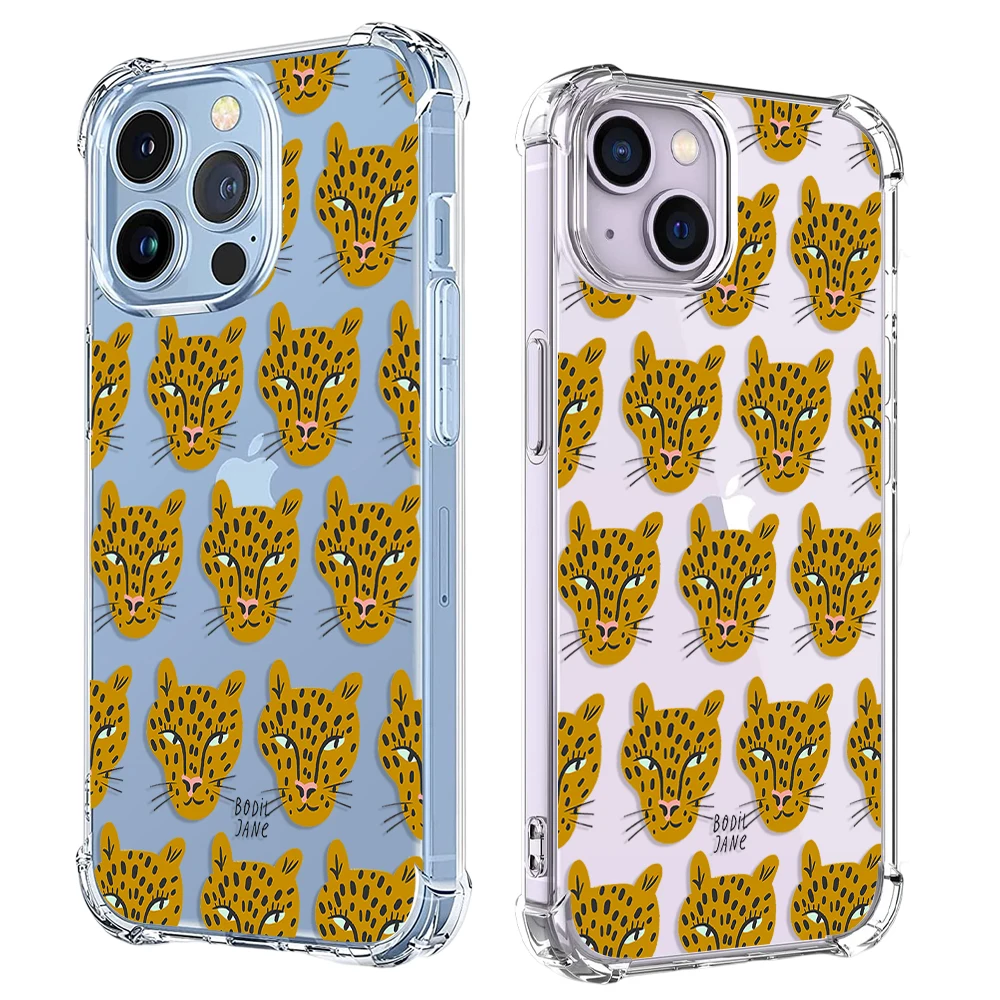 Leopard Tiger Animal Painted Phone Case For iPhone 15 14 13 12 11 Pro X XS XR Max 7 8 Plus SE Mini 20 Soft Clear TPU Back Cover