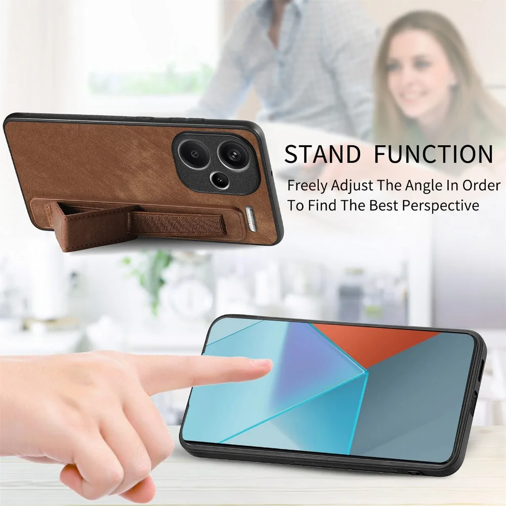 Wrist Strap Holder Stand Case For Xiaomi Redmi Note 13 12 11 10 Pro Plus 5G 13C 12C 11S 10S 10T 10C ShockProof Back Case Cover