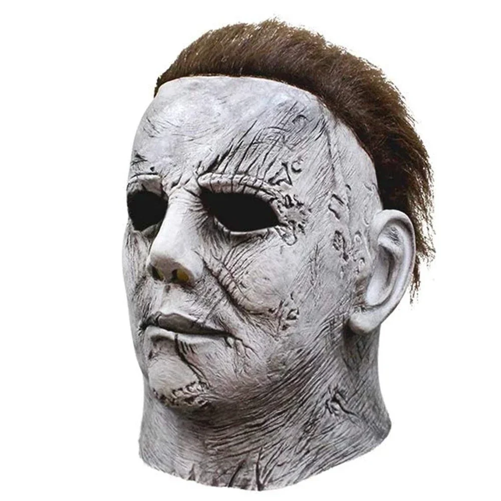 Halloween Michael Myers Mask Horror Killer Cosplay Costume Accessory Props Carnival Fancy Dress Party White Latex Full Head Mask