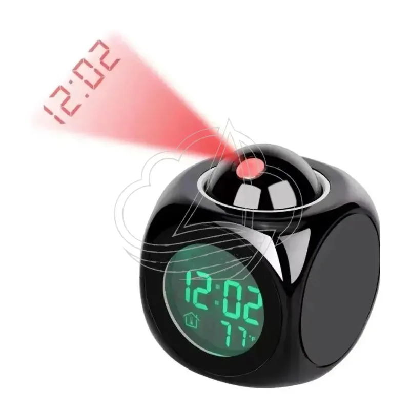 Digital Projection Alarm Clock Ceiling Display Voice Control Snooze Desk Clock with Temperature