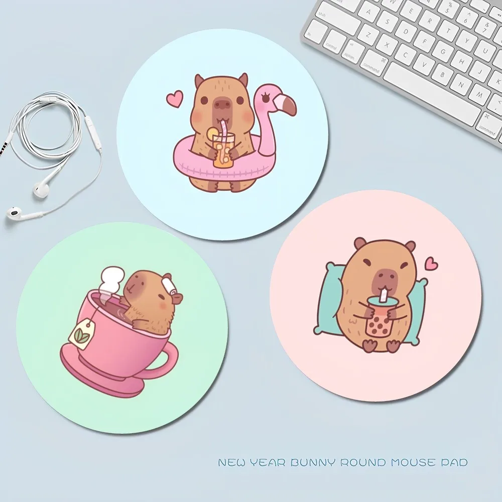 Tikar lantai Capybara lucu INS pasang bulat alas Keyboard alas meja kabinet siswa alas cangkir Mousepad Desktop Gamer
