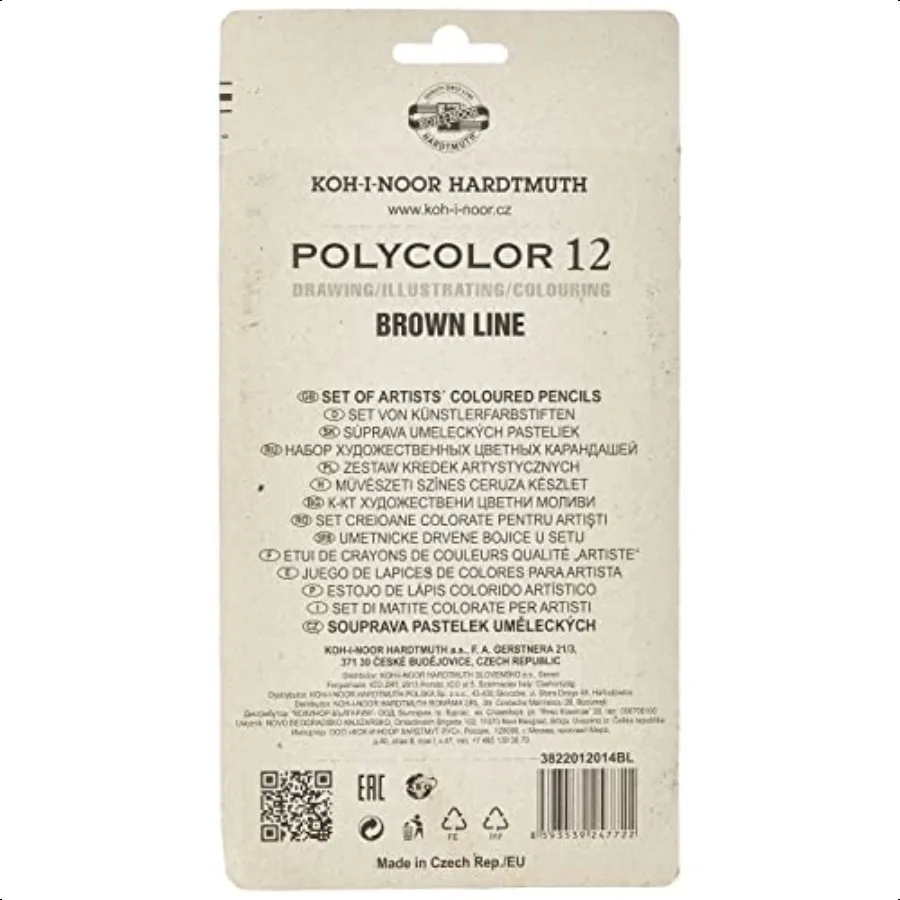 Set di 12 matite colorate per artisti Polycolor Brown Line