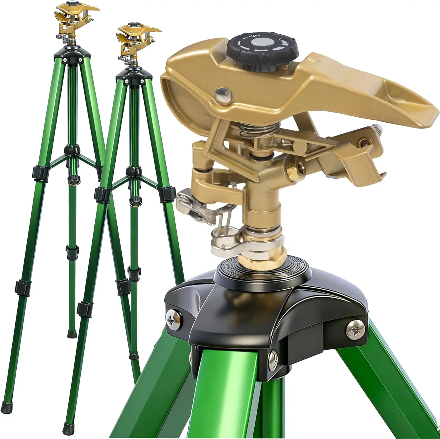 

2 Pack Impact Sprinkler on Tripod, Rotating Water Sprinklers for Yard Lawn and Garden, Heavy Duty 360 Degree Irrigation Sprinkle