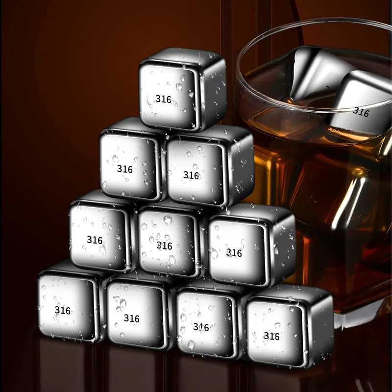 304 stainless steel household food grade ice tray quick-frozen metal ice cubes square beer water drink ice whiskey ice cubes