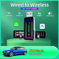 2025 New Portable Mini Wireless Carplay Converter Wired Carplay to Wireless Carplay Android Auto 2-in-1 Adapter For Skoda Scala