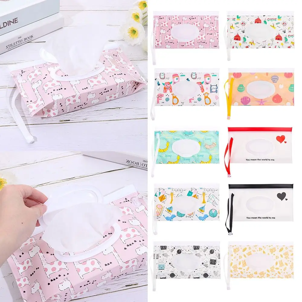 Fashion EVA Wet Wipes Bag Snap-Strap Reusable Cosmetic Pouch Portable Flip Cover Stroller Accessories Outdoor