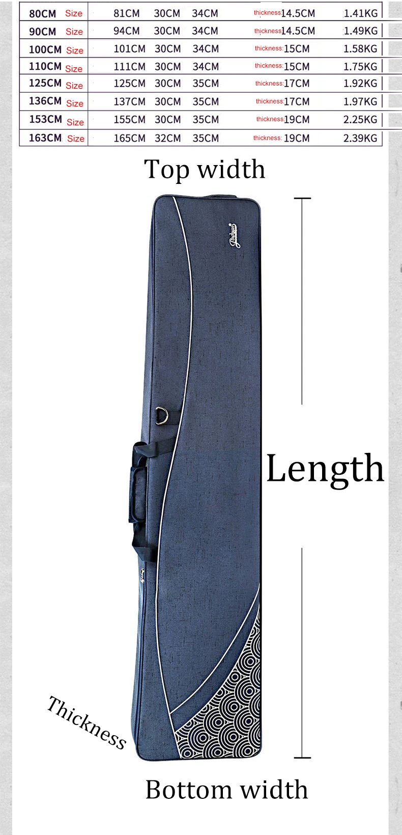 Guzheng Backpack Carry Bag for 80cm Waterproof Dust-proof 16mm Thickness Instrument Keyboard Bag Electronic Piano Case