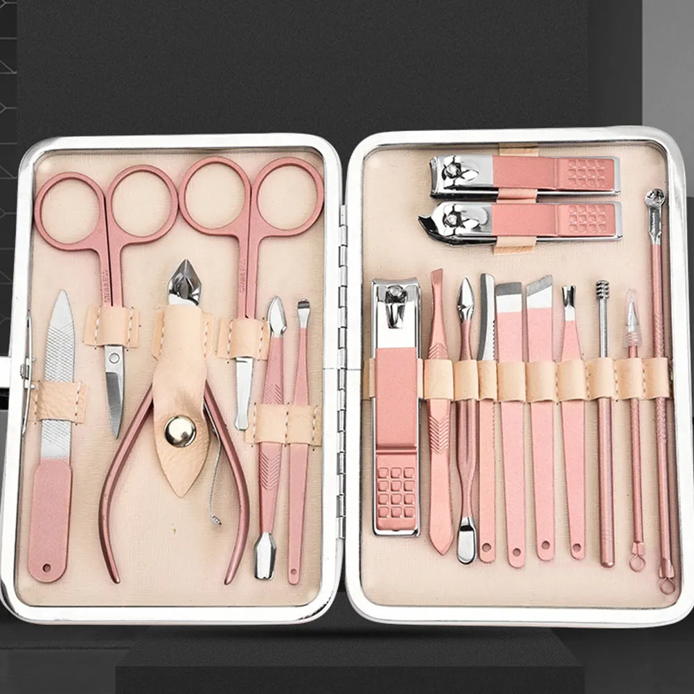

18Pcs Premium Stainless Steel Nail Tool Set Ergonomic Nail Clippers Cutter File Manicure Kit for Home Salon Gift Beauty Care