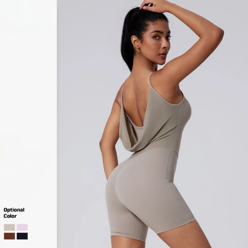 

Sexy Women Jumpsuits Shorts Yoga One Piece Suit Sleeveless Backless Slim Fit Sport Romper Running Skinny Gym Fitness Bodysuit