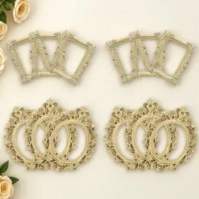 12pcs Resin Photo Frames Baroque Style Oval Rectangle Vintage Diy Craft Home Decor Wall Tabletop Picture Frame For Jewelry