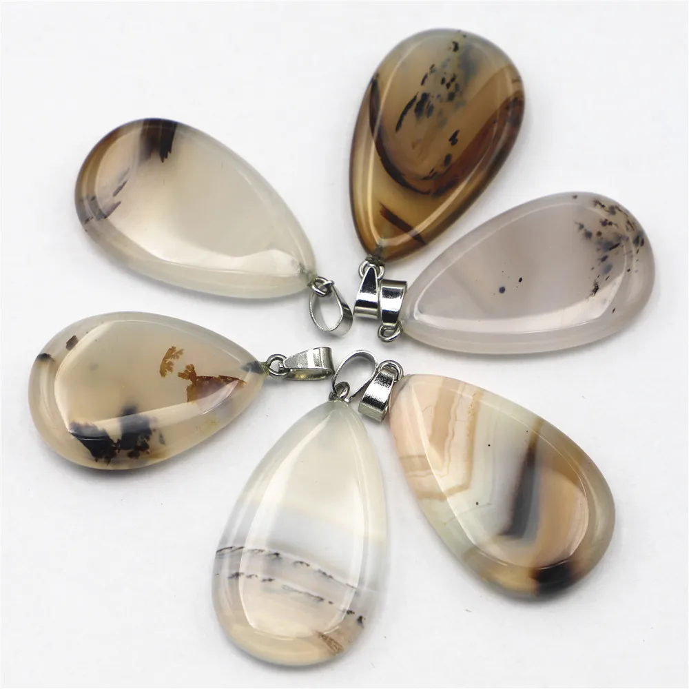 

New Natural Stone Quartz Water Drop Agate Pendant Reiki Healing for Women Necklaces Jewelry Making 6PCS Wholesale Free Shipping