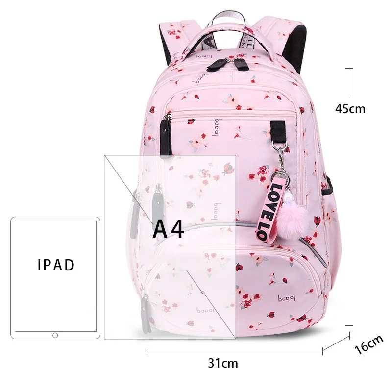 Cherry blossoms school backpack for women black pink floral book bag fashion bags girls cute flower bookbag