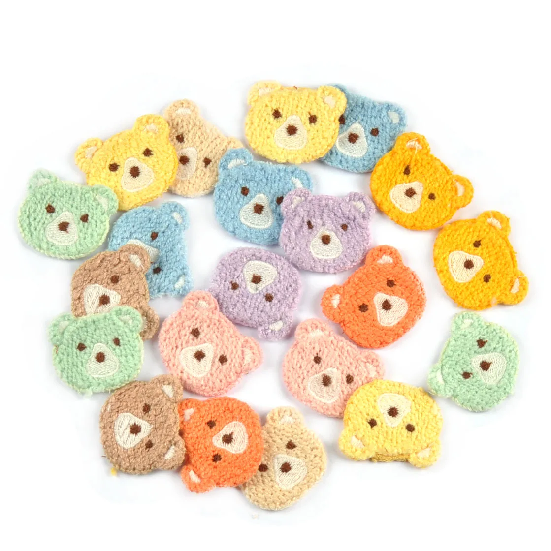 10pcs 3.7x3.4cm Multicolor Cute Bear Embroidery Patches Sewing Kid Bags Clothes Accessories DIY Hairpin Appliques Handmade Decor