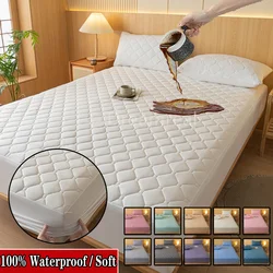 Safe Waterproof Mattress Pad Protector Quilted Fitted Sheet with Elastic Bands for Hotel Home Waterproof Mattress Cover 140/160