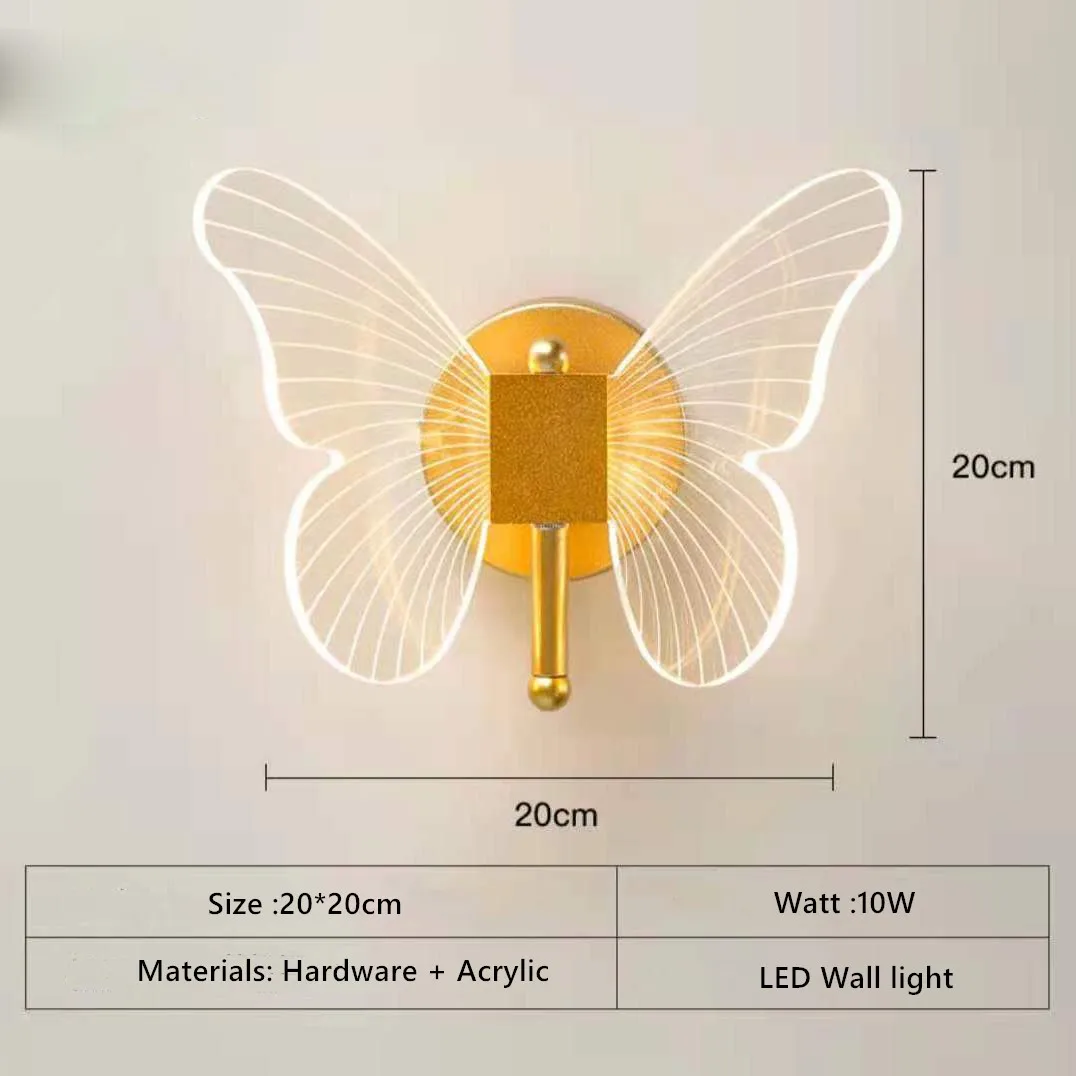 Imagem -03 - Nova Lâmpada de Parede Led Interior Borboleta Dourada Simples Arte Interior Decoração para Casa Moderna Sala Estar Corredor Cabeceira 2023