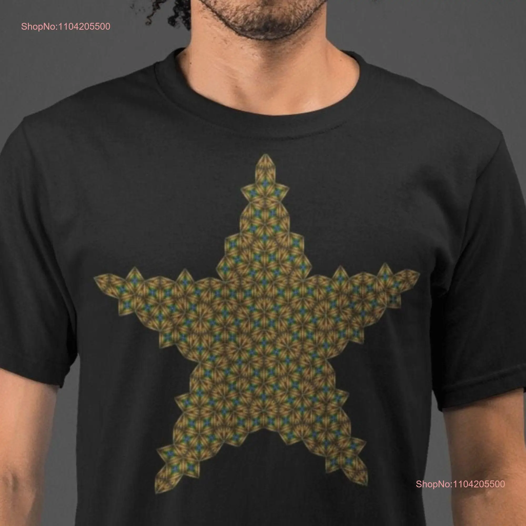 Star T Shirt Men Sacred Geometry Geometric Abstract Penrose Triangle long or short sleeves