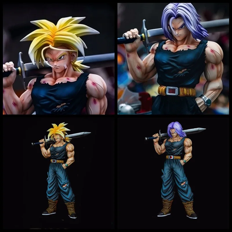 

Dragon Ball Trunks Super Saiyan GK Figure Sword Wielding Battle Damaged Standing Statue Desktop Ornament Anime Collectible