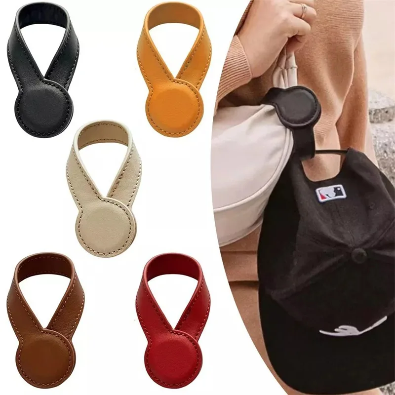 

Multi-purpose Pu Leather Magnetic Hat Clip Strong Magnetic Round Organizer Clip Travel Bag Charms Purse Strap