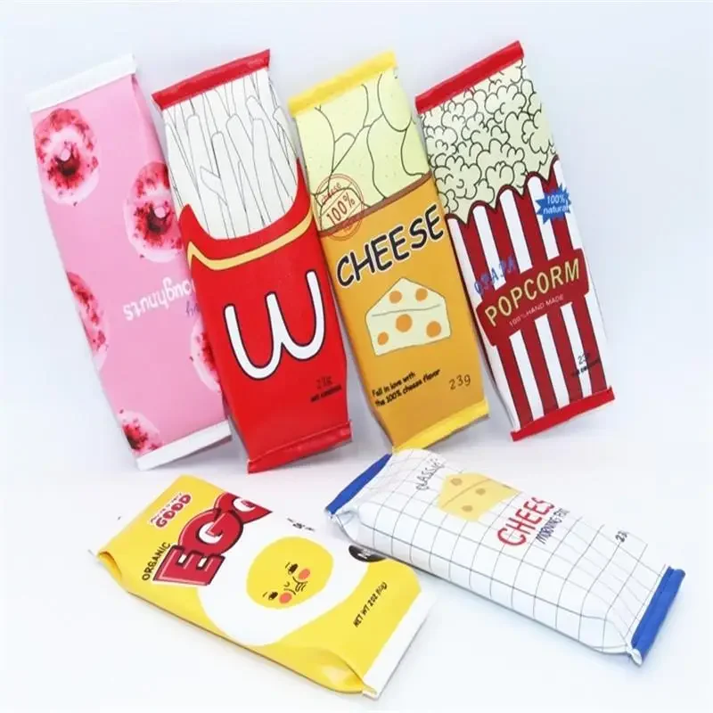 2Pcs PU Chips Cookies Stationery Pen Boxes Fun Snack Bags Students High-capacity