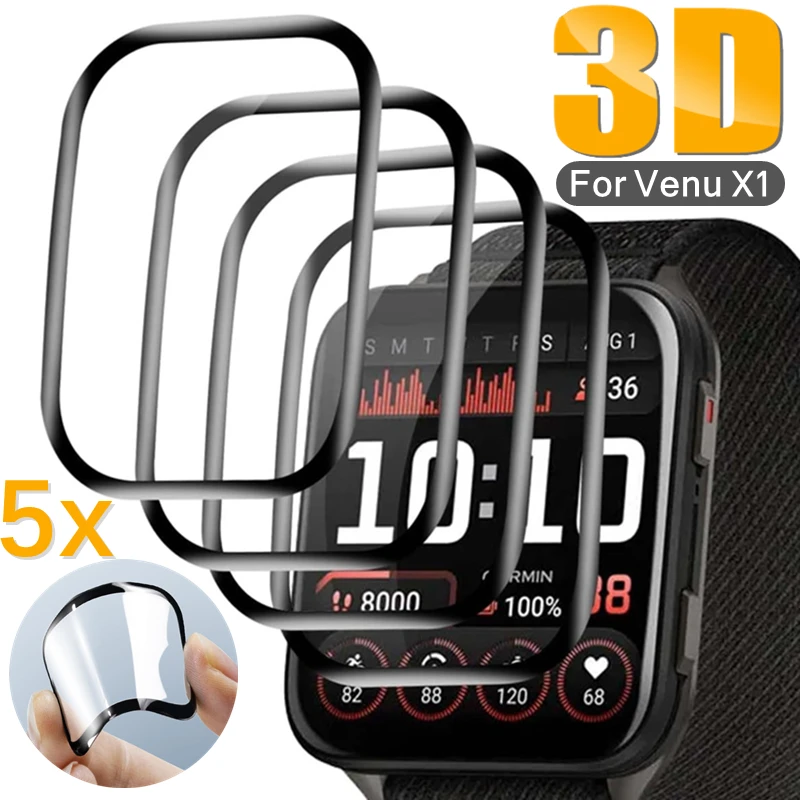 Garmin Venu X1 용 3D 곡선 가장자리 필름 Garmin Watch VenuX1 보호 필름 용 전체 범위 긁힘 방지 소프트 스크린 보호기