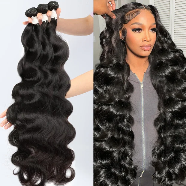 30 40 بوصة البرازيلي الجسم موجة حزم عذراء الشعر موجة المياه 100٪ حزم الشعر البشري لحمة مزدوجة وصلات شعر خام النسيج