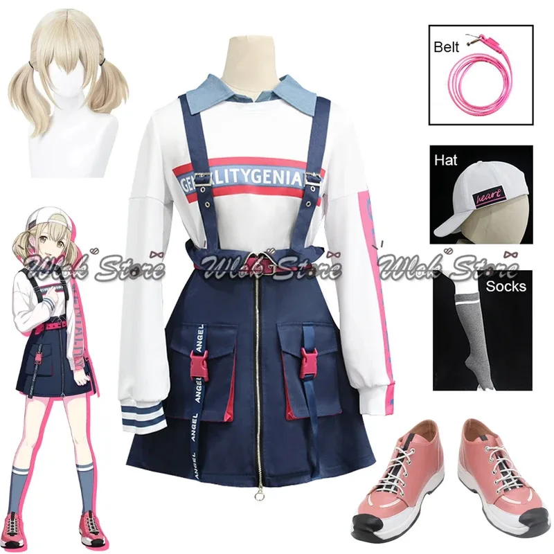 

Game Project Sekai Colorful Stage Feat Vivid BAD SQUAD Azusawa Kohane Cosplay Costume Hat Wig Women Halloween Party Uniform Shoe