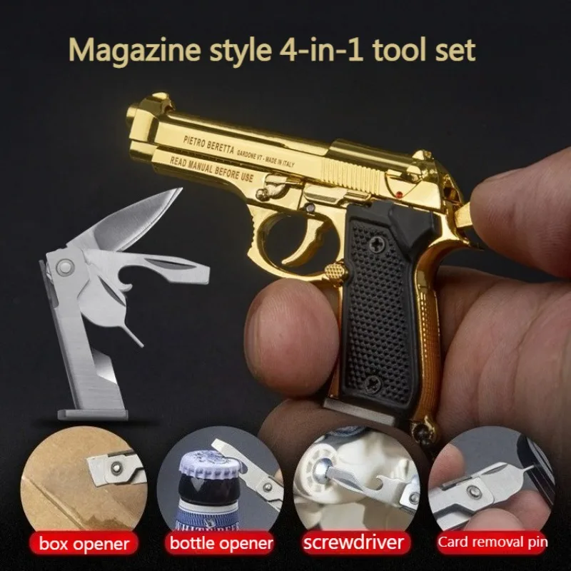 

1:3 Alloy Model 92 Shape Creative Outdoor Pendant Portable Tool Magazine Type Four-in-one Tool Set Men's Military Fan Collection