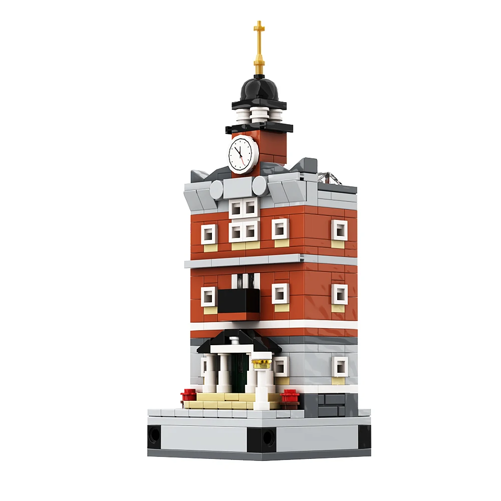 MOC Miasto Widok Ulicy Architektura Ratusz 8x8 Architektura Zestaw Klocków Budowlanych Miejskie Zabytki Domy DIY Edukacyjne Zabawki z Klocków