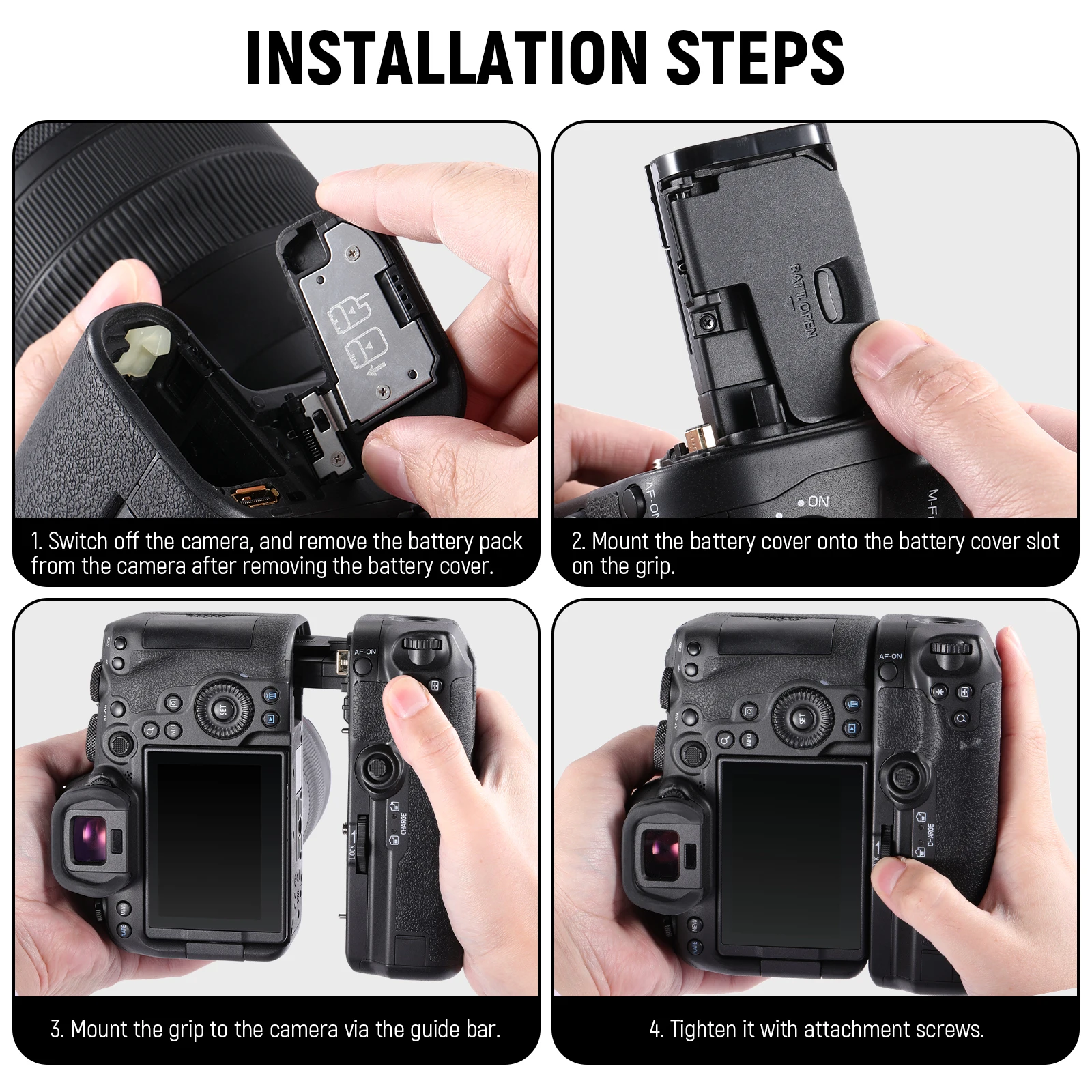 NEEWER Camera Battery Handle Grip Replacement for BG-R10 For Canon EOS R5 R5C R6 R6 Mark II Mirrorless Cameras