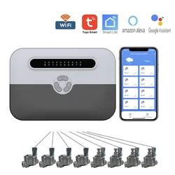 Wifi庭の水まきタイマー8ゾーンスマートスプリンクラーコントローラalexa googleホームスマート灌漑散水システムチュウヤスマートライフ