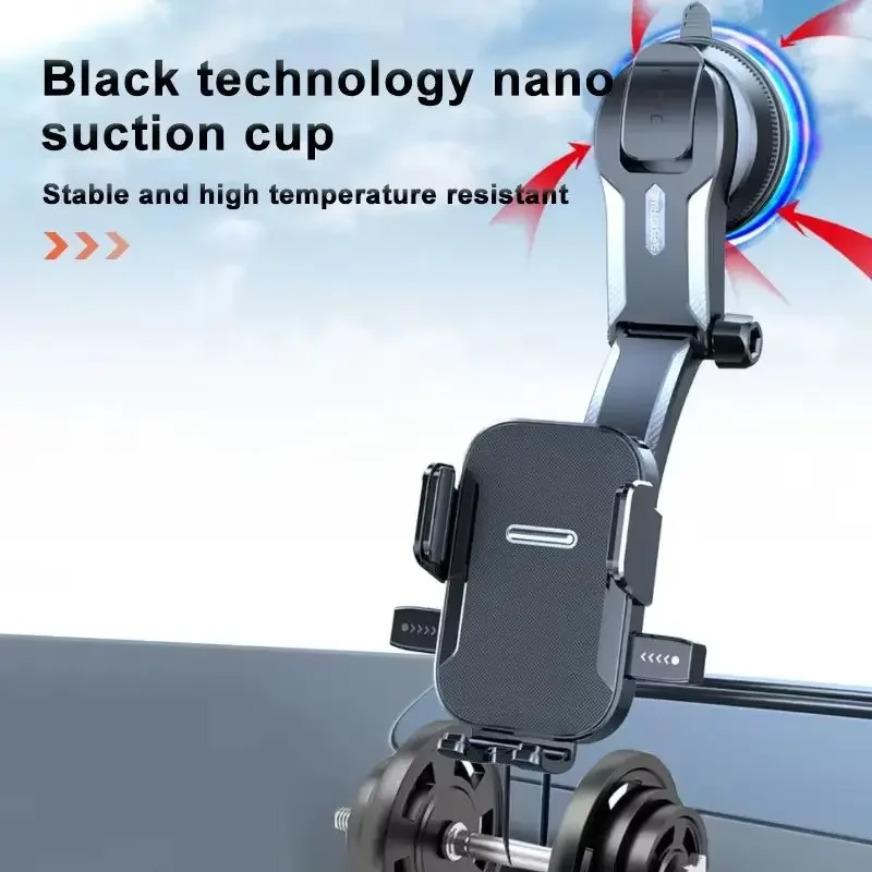 2024 Upgrade Suction Cup Car Phone Holder Car Rotating Mobile Phone Mounting Bracket Suction Cup Foldable Anti-Bump Phone Stand