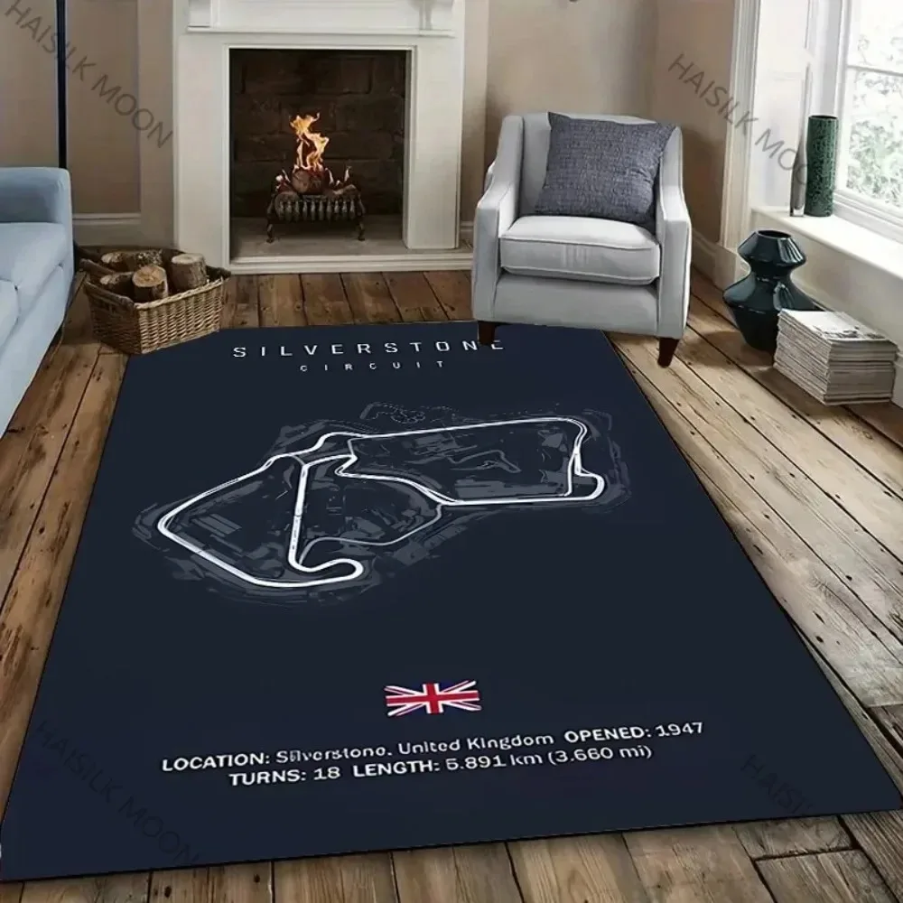 Track Circuit Printed Carpet for Room Sofa Formula 1 Motorsport Theme Decor Mat Racing Lover Rug Bedroom Decor Home Carpet