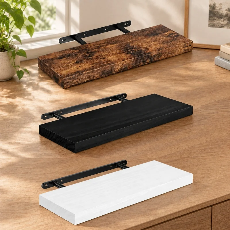 Durable Floating Wall Shelf with Concealed Supports for Versatile Storage in Kitchen, Nursery, Bathroom, and Living Areas