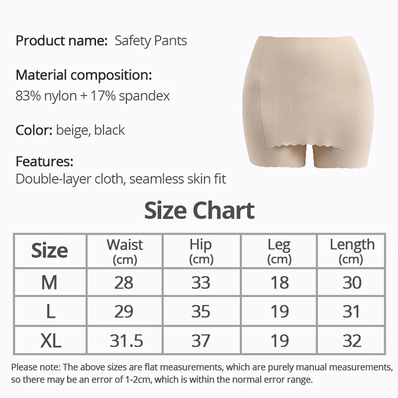 Flarixa Seamless Safety Pants Women Double Layer Front Crotch Shorts Under Skirts Protector Underpants Anti Chafing Boyshorts