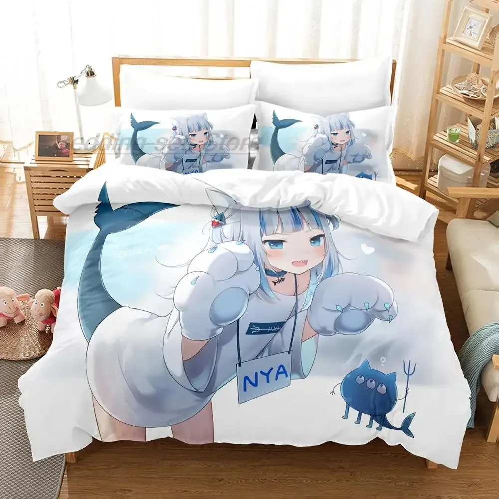 VTuber Ookami Mio Bedding Set Single Twin Full Queen King Size Bed Set Aldult Kid Bedroom Duvetcover Sets Print Kawaii Cartoon