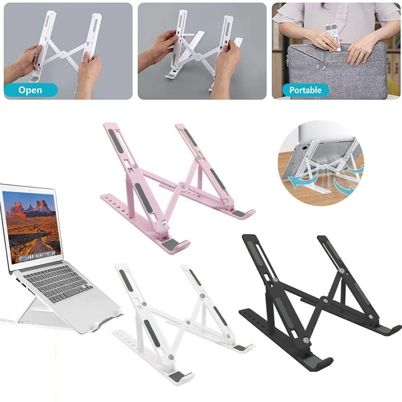 7 Holes Adjustable Laptop Stand for MacBook Under 14\'\' Notebook Foldable Stand ABS Lightweight Bracket Laptop Holder for Tablet